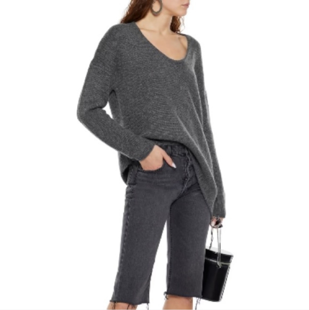 Helmut Lang Taupe Marled Asymmetrical Alpaca Camel Hair Sweater Size Large - Picture 6 of 7